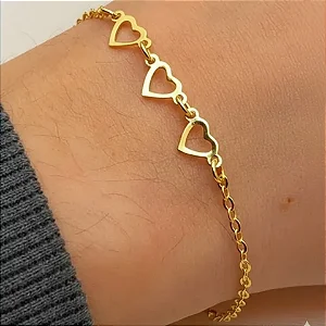 Pulseira Infantil Corações Chapa Vazados