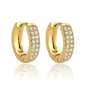 Argola Cravejada Cristal Fio Duplo P