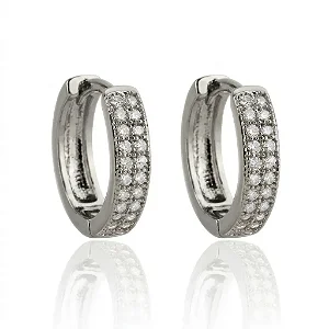 Argola Cravejada Cristal Fio Duplo M