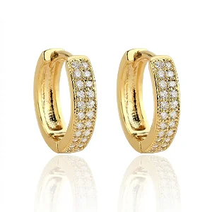 Argola Cravejada Cristal Fio Duplo M