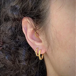 Duo Argola Cravejadas Hexagonais Retas
