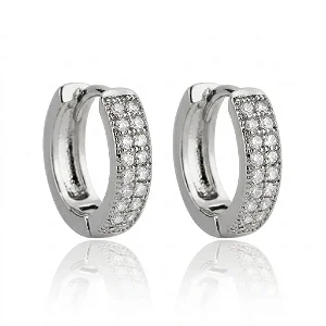 Argola Cravejada Cristal Fio Duplo P