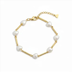Pulseira Pérola Coração Canutilhos