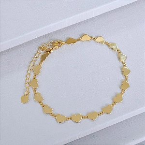 Pulseira Corações Placa Lisa