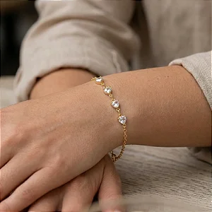 Pulseira Infantil 4 Coraçoez Zirconia