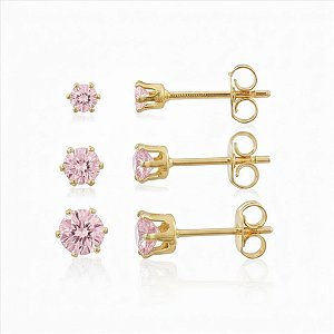 Triozinho Zircônia Rosa