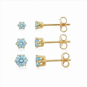 Triozinho Zircônia Azul Claro