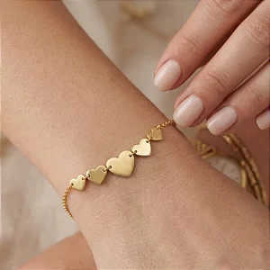 Pulseira Infantil 5 Corações Chapinha