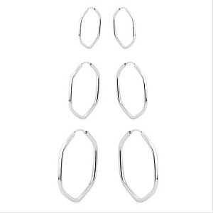 Trio de Argolas Fio Tubo Hexagono