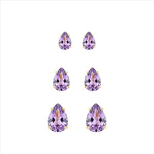 Triozinho Gota Zircônia Lilas