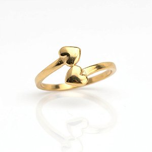 Anel Falange Dois Corações Lisos