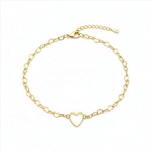 Tornozeleira Elo Corações Coração Meio