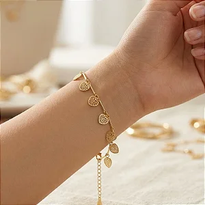 Pulseira Palitinhos Pingentes Coração Desenhado