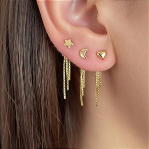 Trio coração lua e estrela + franjas p