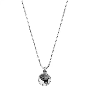 Colar Pingente Redondo Detalhes Diamantados