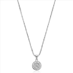 Colar Medalha Fé Borda Cravejada