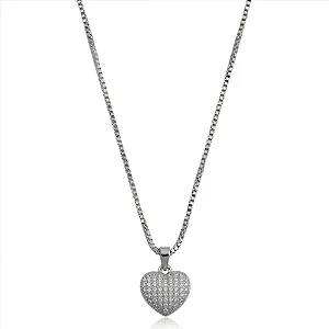 Colar Coração Cravejado Abaulado Cristal