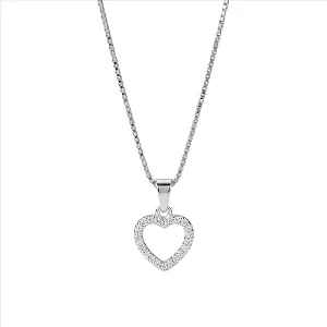 Colar de Coração Vazado com Borda Cravejada Pequeno