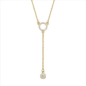 Colar Gravatinha Círculo Cravejado e Pingente de Ponto de Luz