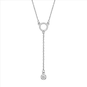 Colar Gravatinha Círculo Cravejado e Pingente de Ponto de Luz