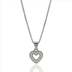 Colar de Coração Vazado e Cravejado com Borda Dourada