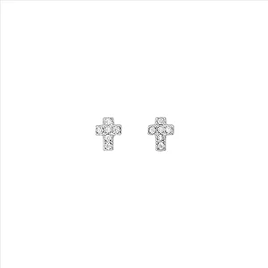 Brinco de Cruz Mini Cravejado