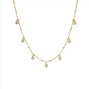 Choker Bolinhas e Pingentes de Ponto de Luz