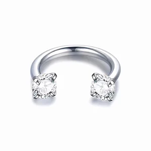 Piercing Ferradura 6mm 2 zircônias