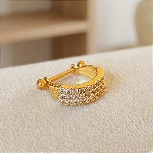 Piercing Meia Argola 2 em 1 com 3 Fios Cravejados