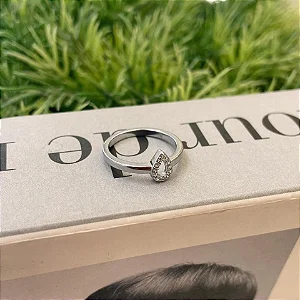 Anel de Falange Aro Liso com Gota Cravejada Vazada Steel