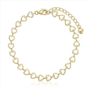 Pulseira Elos Corações Vazados Granitados