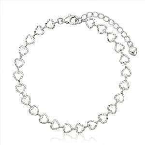 Pulseira Elos Corações Vazados Granitados