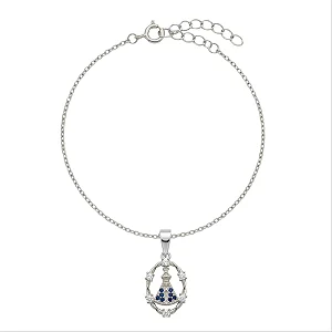 Pulseira Nossa Senhora Aparecida Manto Azul e Escudo Cristal