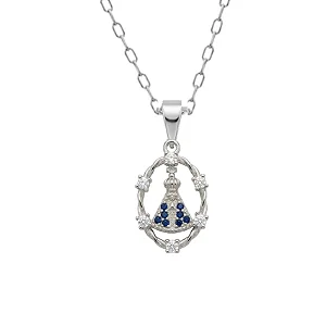 Colar Nossa Senhora Aparecida Manto Azul e Escudo Cristal