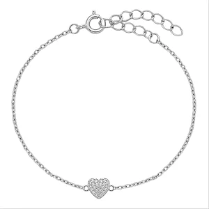 Pulseira Coração Pequeno Cravejado Pavê