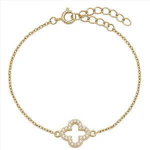 Pulseira Correntinha Trevo Vazado Cravejado