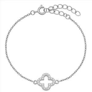 Pulseira Correntinha Trevo Vazado Cravejado