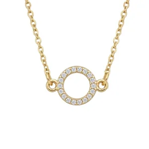 Choker Pingente Circulo Vazado Borda Cravejada com Zirconias Cristais