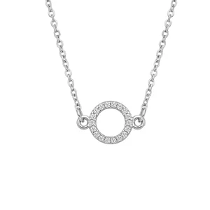 Choker Pingente Circulo Vazado Borda Cravejada com Zirconias Cristais