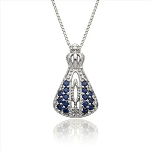 Colar Nossa Senhora Aparecida Pequena Manto Azul