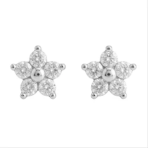 Brinco Flor 5 Pétalas Zircônias Cristal