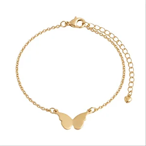 Pulseira Elo Português e Pingente de Borboleta 3D