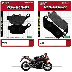 Jogo Pastilha Freio Dianteiro+Traseiro Cb 500 F-X/ Cbr 500 R/ Nc 750 D/S/X/XAE Valencia Brakes