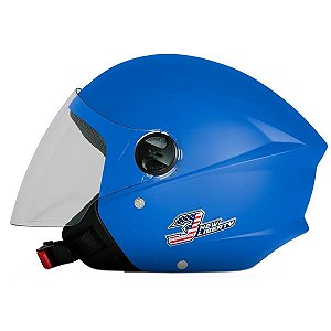 Capacete Aberto Protork New Three Elite Azul Fosco