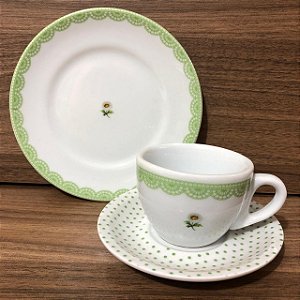 Conjunto de café - 3 peças - Renda