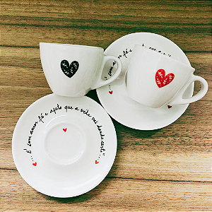 Conjunto de xícaras de café - 4 peças - Coração