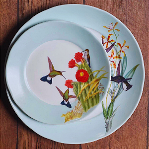 Conjunto de pratos - 2 peças - Beija-flor
