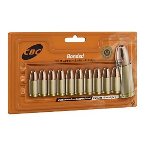 Municao CBC 9mm Bonded +P EXPO 147gr Blister - UN