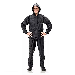 Conjunto de Chuva Pantaneiro Nylon com Capuz - Preto