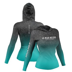 Camiseta Mar Negro Sublimada c Capuz - Degrade Verde